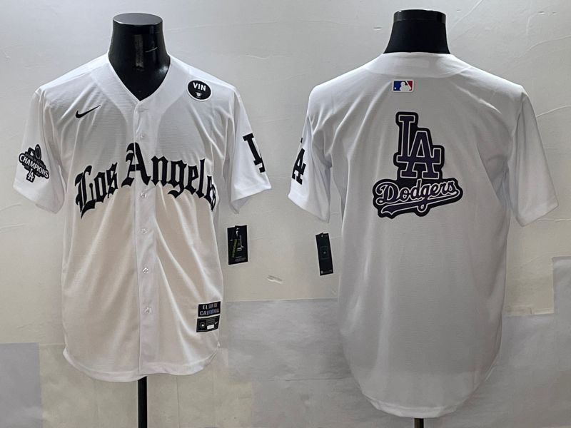 Men Los Angeles Dodgers Blank White Five generations Joint Name 2025 Nike MLB Jersey style 67